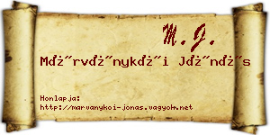 Márványkői Jónás névjegykártya